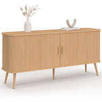 ID MARKET Buffet 160 cm ROMIE XXL effet lattes 2 portes coulissantes