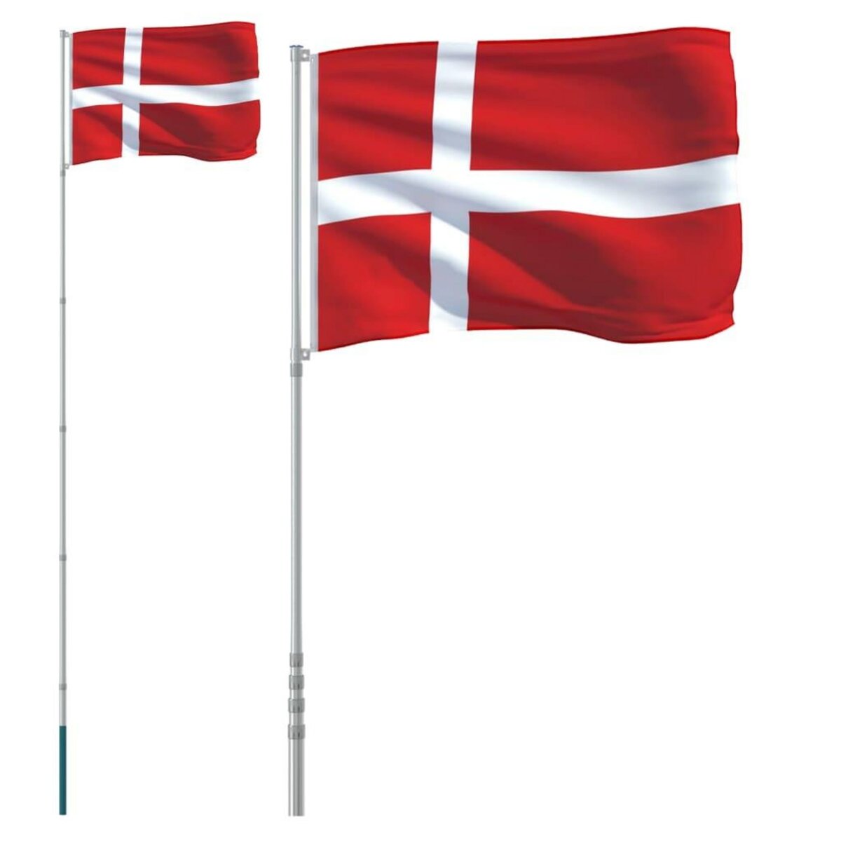 VIDAXL Drapeau du Danemark et mat 5,55 m Aluminium