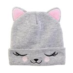Paris Prix Bonnet Enfant  Chat  21cm Gris & Rose