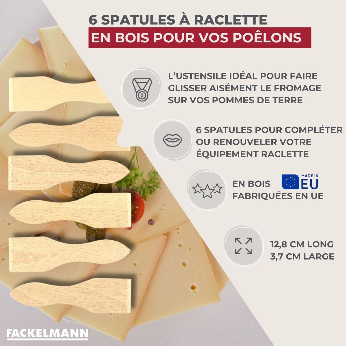 Fackelmann Lot de 6 spatules à raclette en bois 13 cm Fackelmann Wood Edition