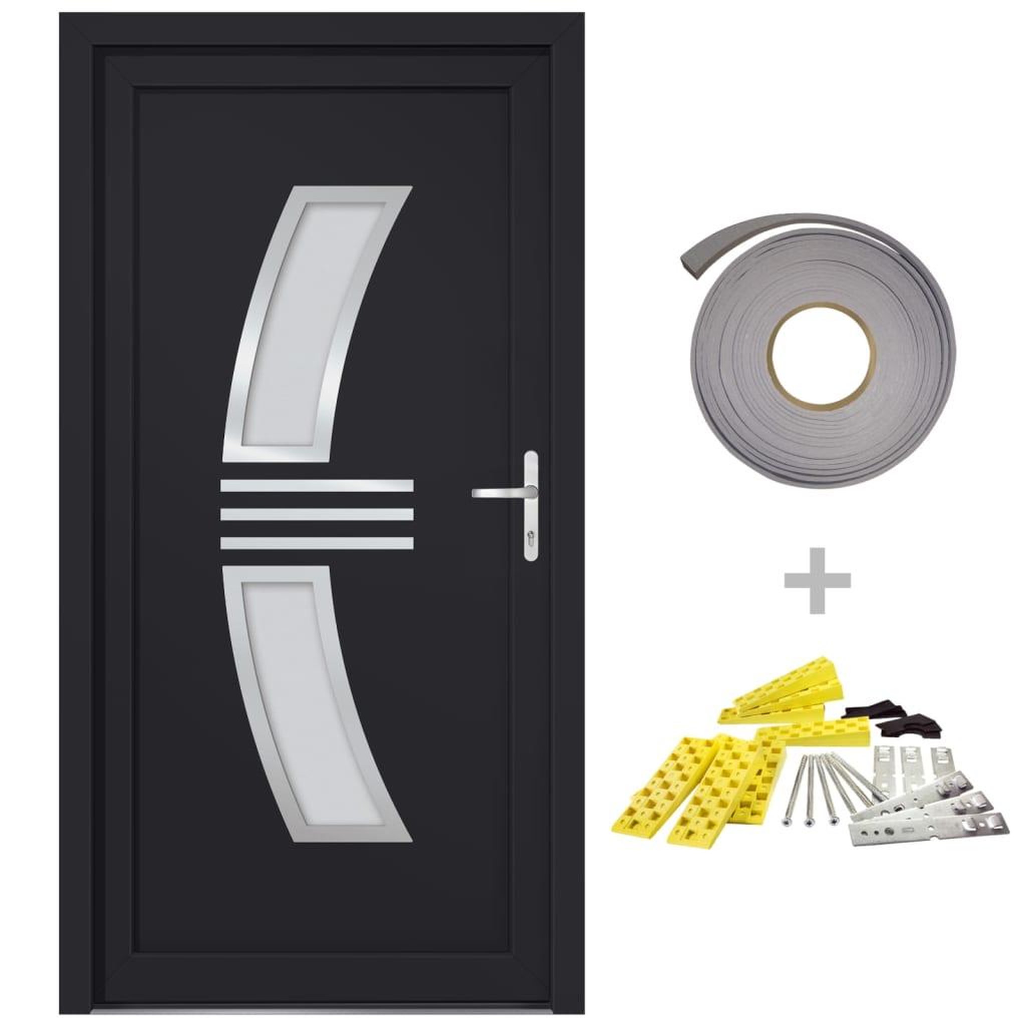 Voir la diapositive 2 : VIDAXL Porte d'entree anthracite 108x208 cm PVC