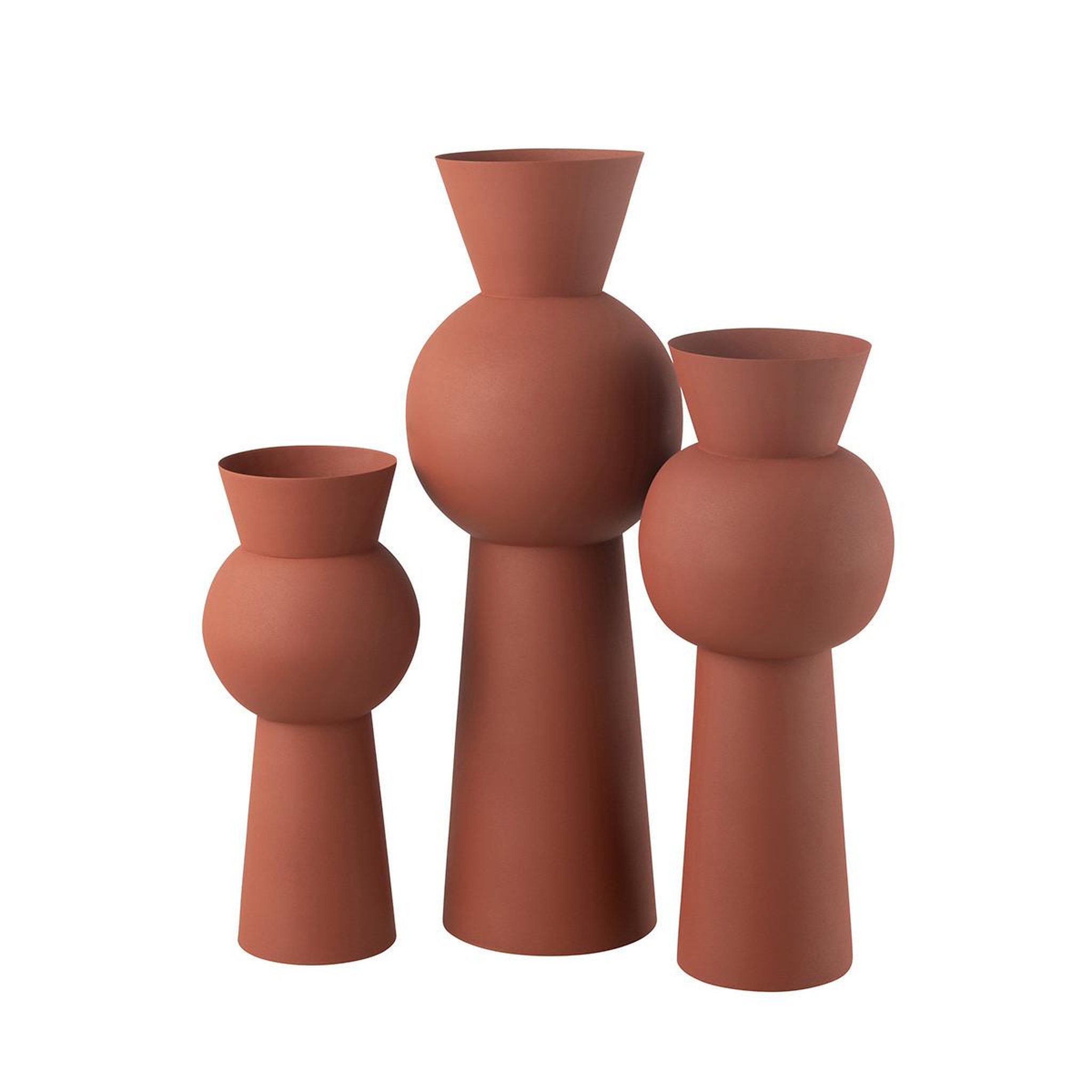 Voir la diapositive 2 : J-LINE Vase déco en métal  lise  65cm rouille