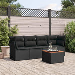 VIDAXL Salon de jardin 5 pcs avec coussins noir resine tressee