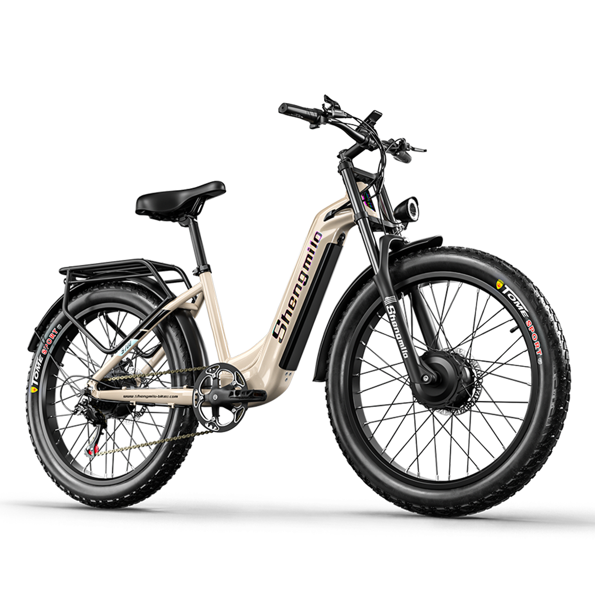 Voir la diapositive 5 : SHENGMILO Shengmilo S700 Vélo électrique de ville à cadre ouvert 26 pouces, pneus larges, double moteur, batterie 48 V 17,5 Ah