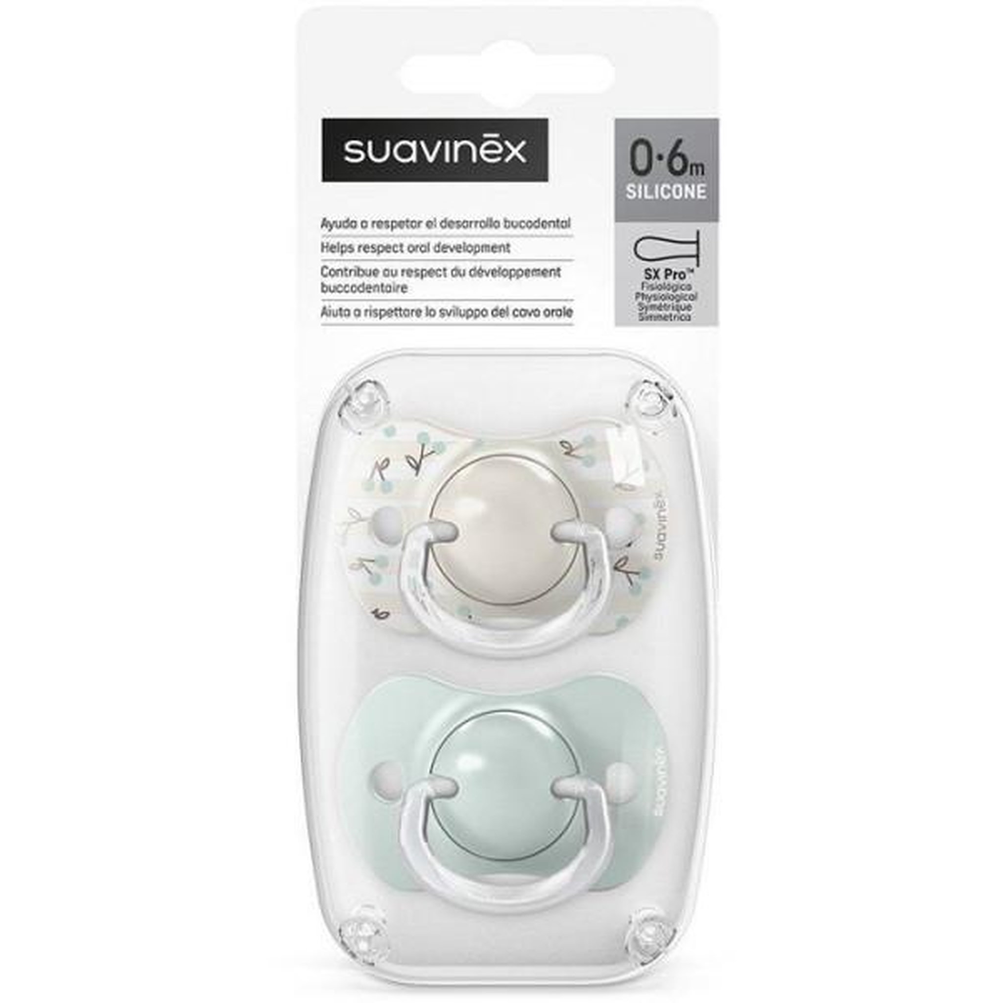 Voir la diapositive 5 : Suavinex Lot de 2 sucettes symétriques - SUAVINEX - Birdies - SX Pro - 0 a 6 mois - Vert