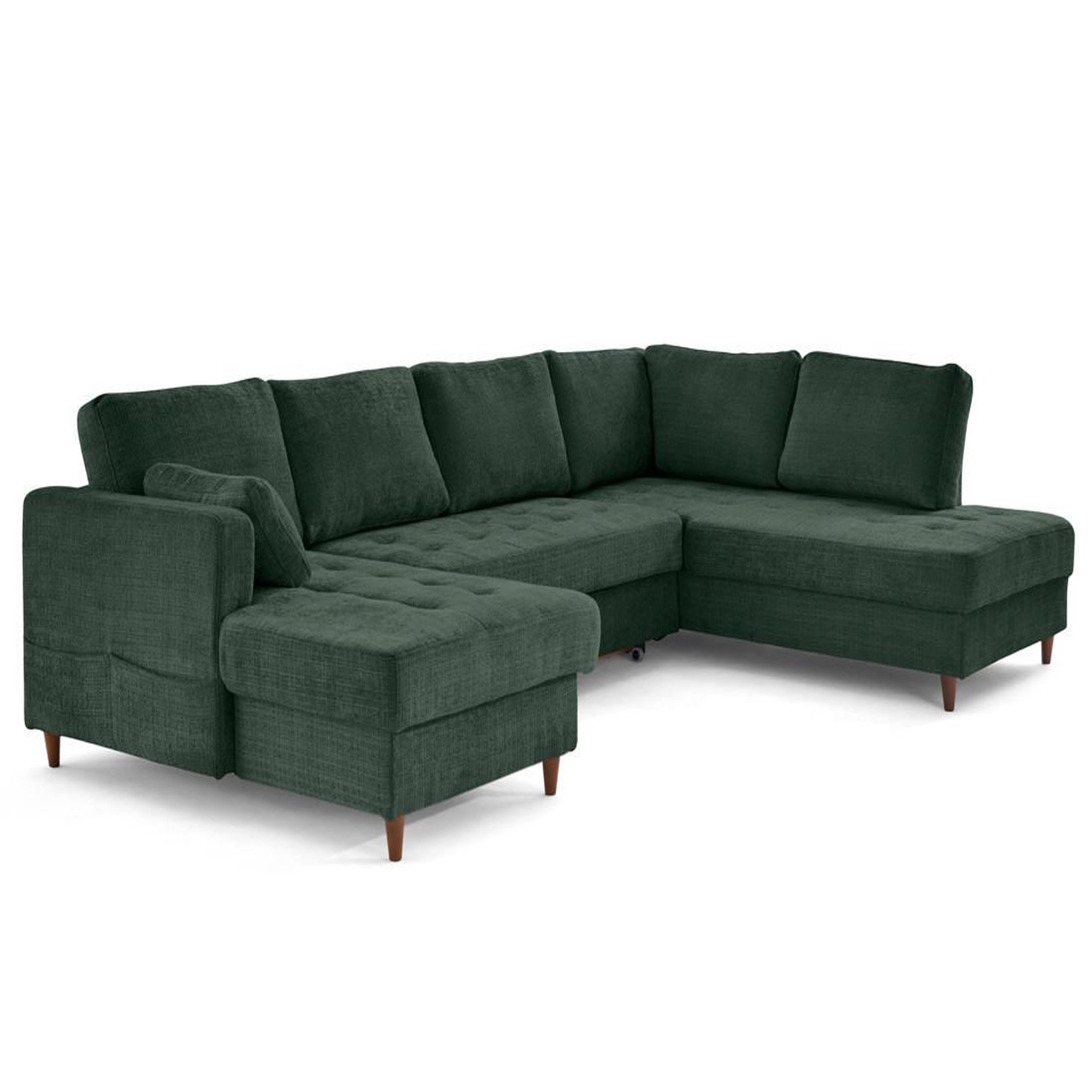 Voir la diapositive 5 : LISA DESIGN Anna - canapé panoramique d'angle droit 7 places convertible avec coffre en velours texturé