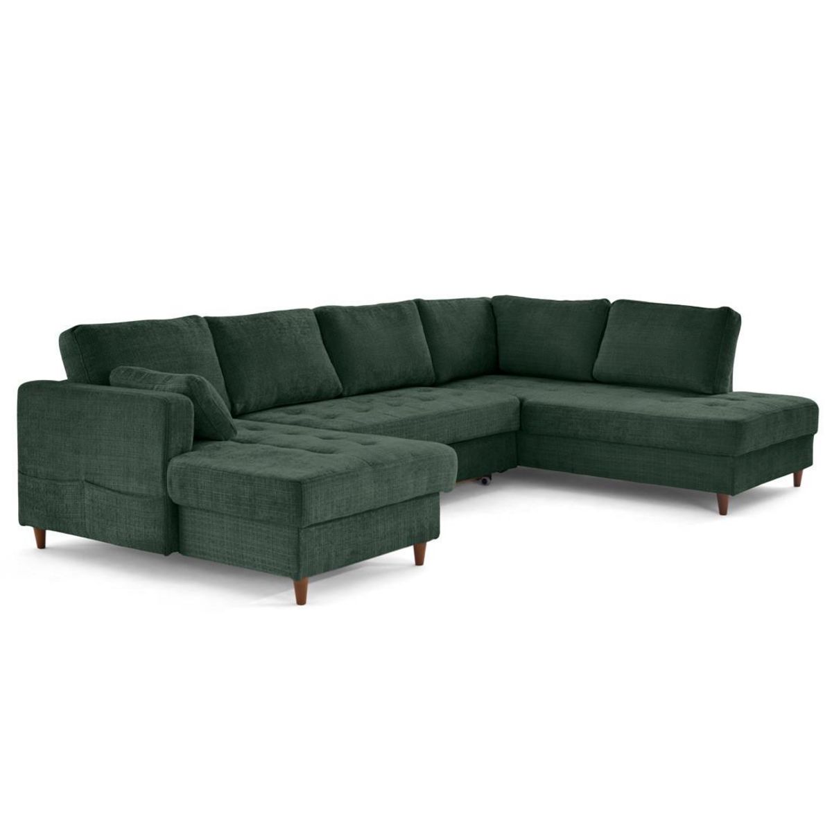 LISA DESIGN Anna - canapé panoramique d'angle droit 7 places convertible avec coffre en velours texturé