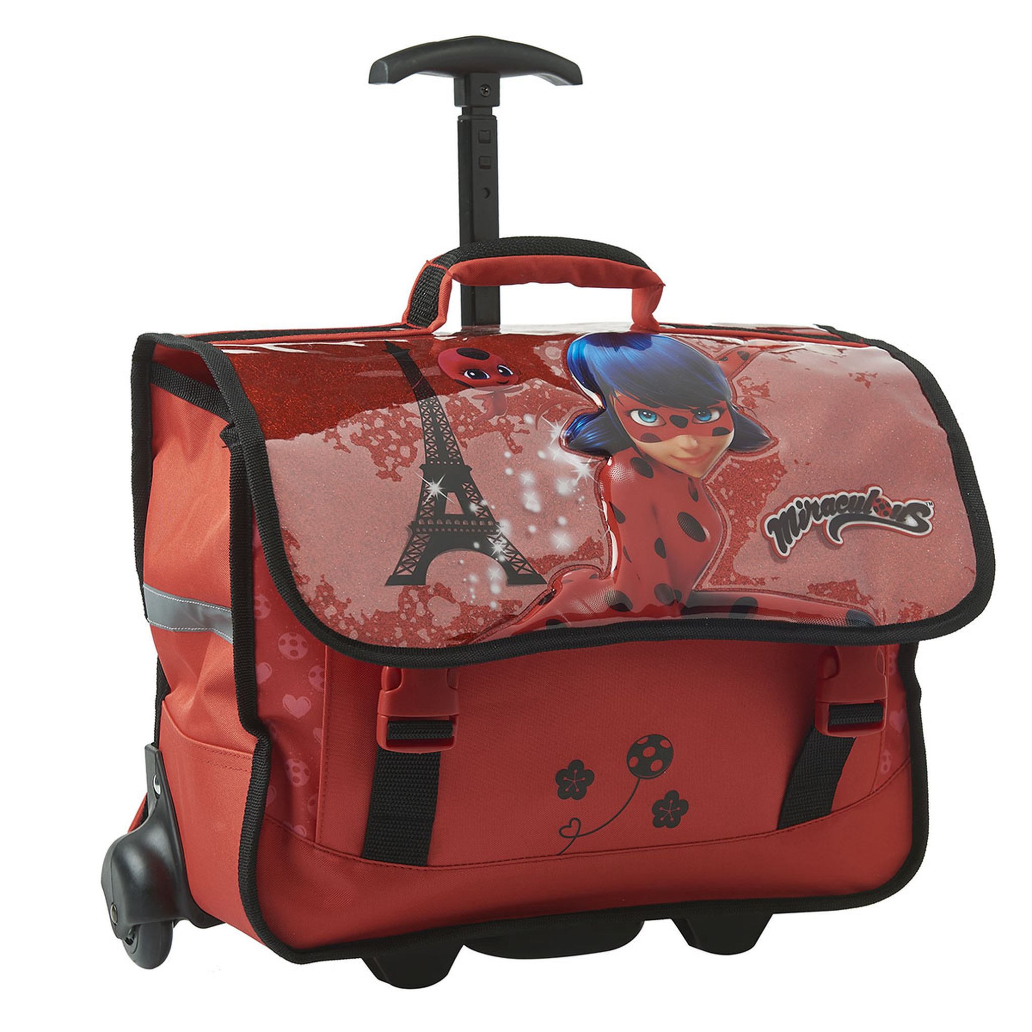 Voir la diapositive 2 : Cartable à roulettes 31cm Miraculous Ladybug