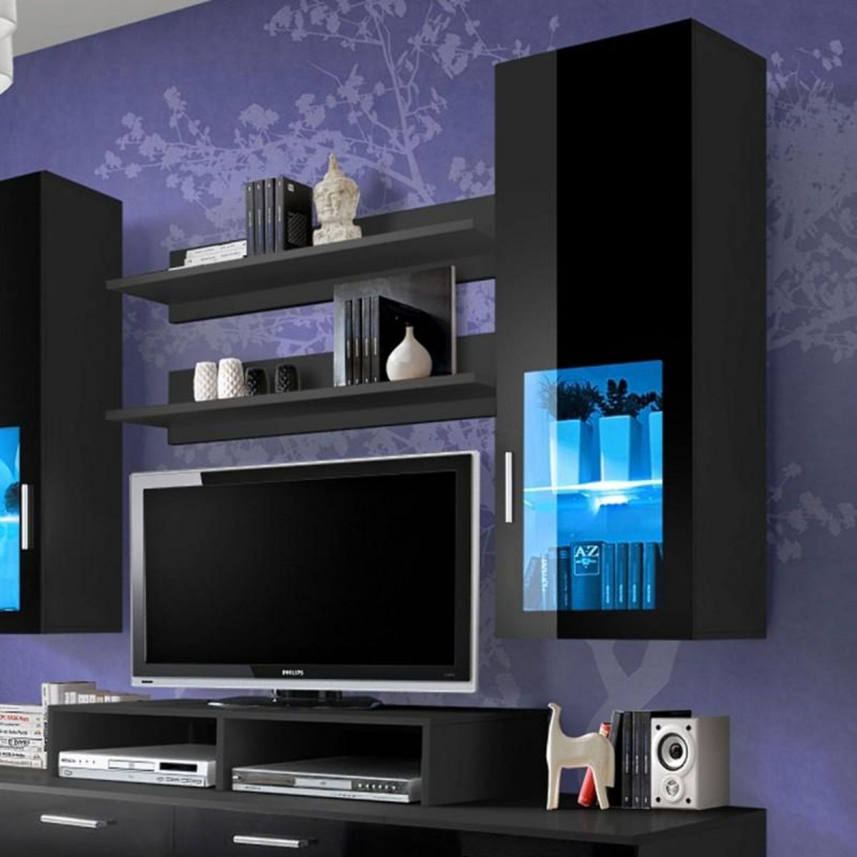 Paris Prix Meuble TV Mural Design  Mini  200cm Noir