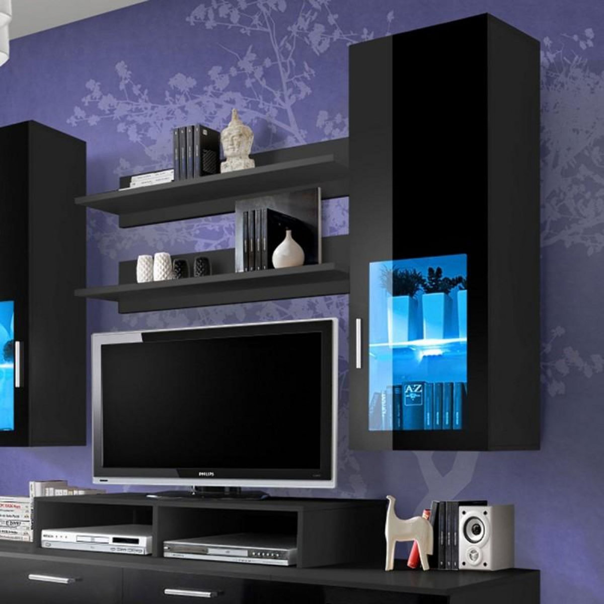 Paris Prix Meuble TV Mural Design  Mini  200cm Noir