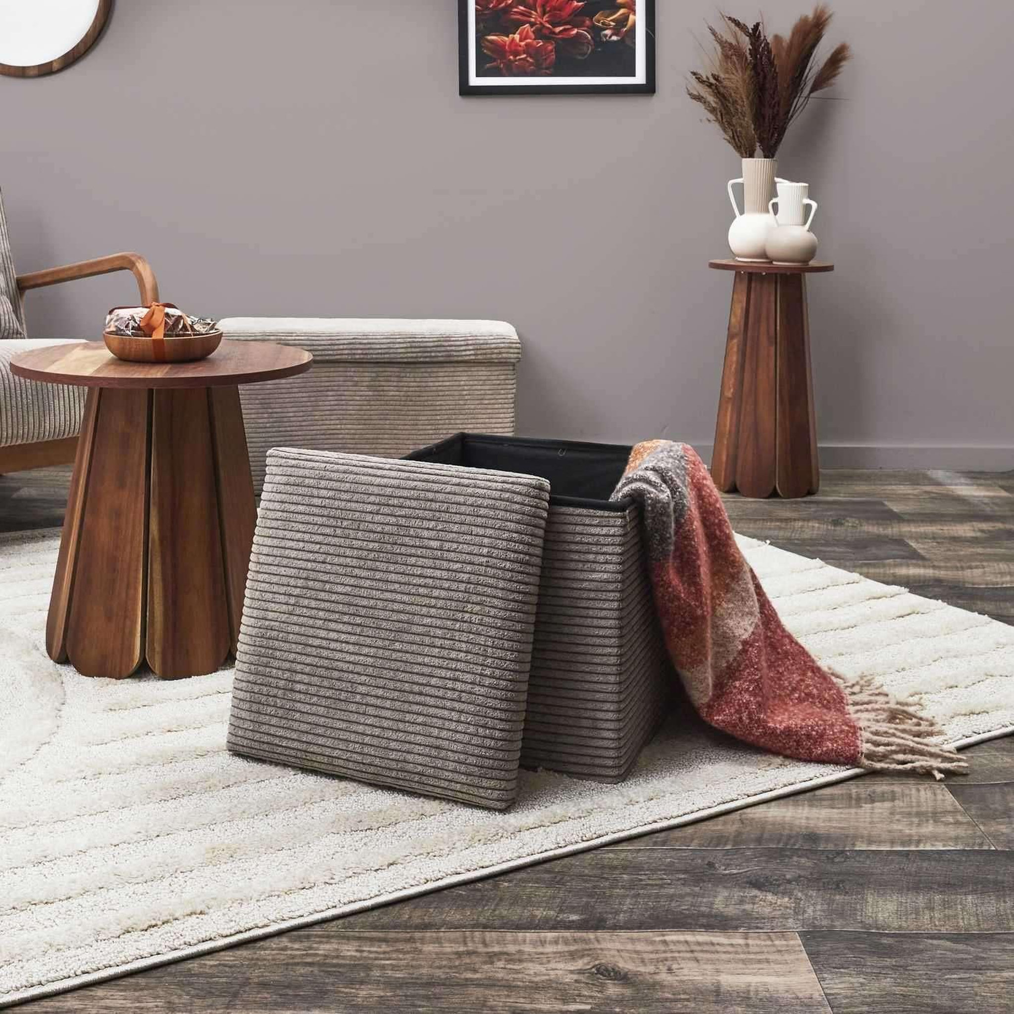 Voir la diapositive 2 : The Home Deco Factory Pouf de rangement pliable effet côtelé