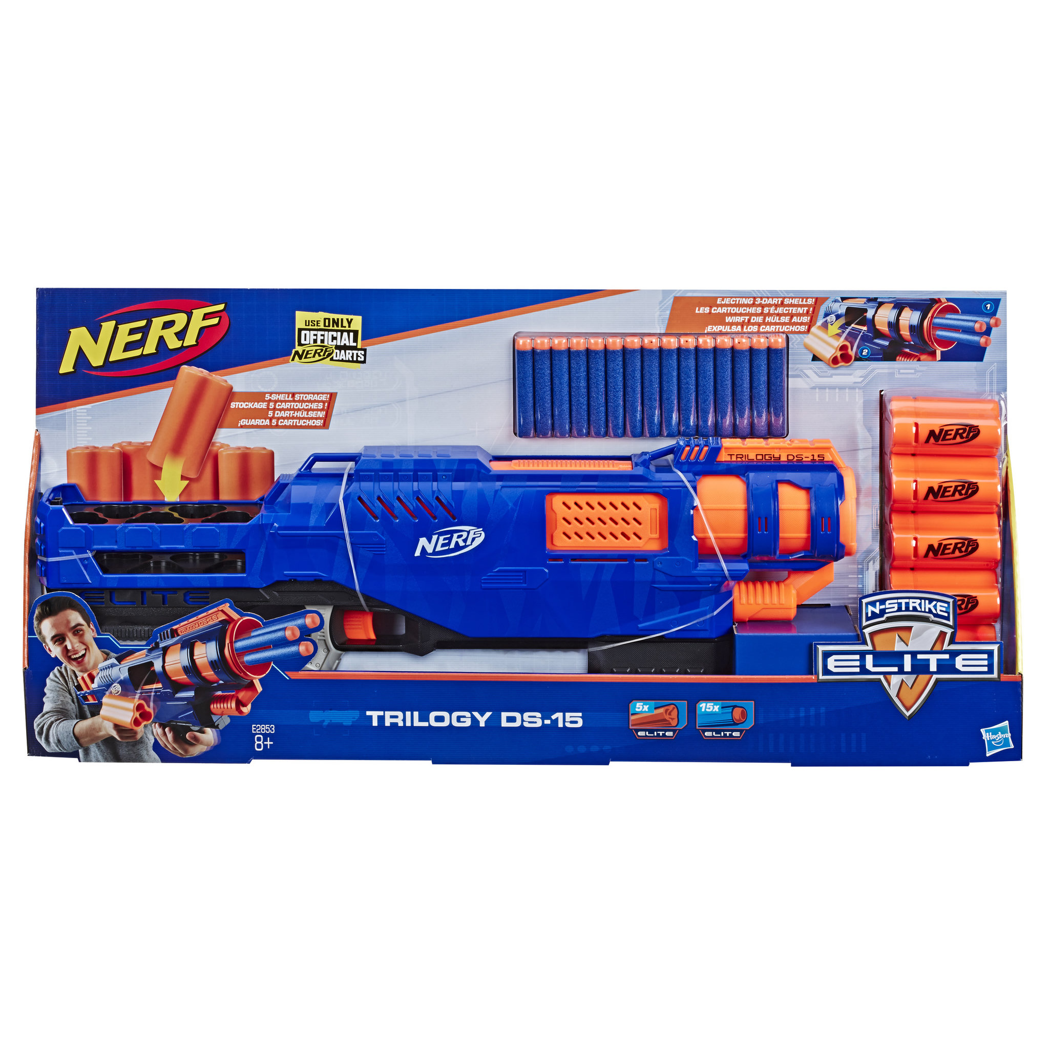 Voir la diapositive 2 : HASBRO Blaster Trilogy DS-15 + 15 fléchettes - Nerf N-Strike Elite