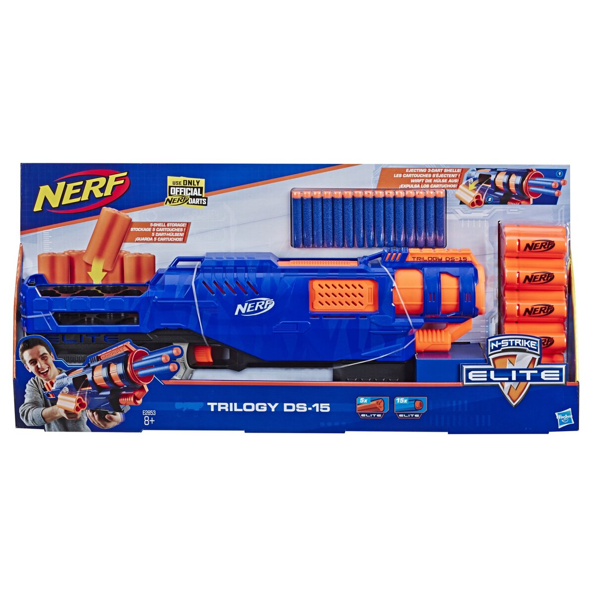 HASBRO Blaster Trilogy DS-15 + 15 fléchettes - Nerf N-Strike Elite