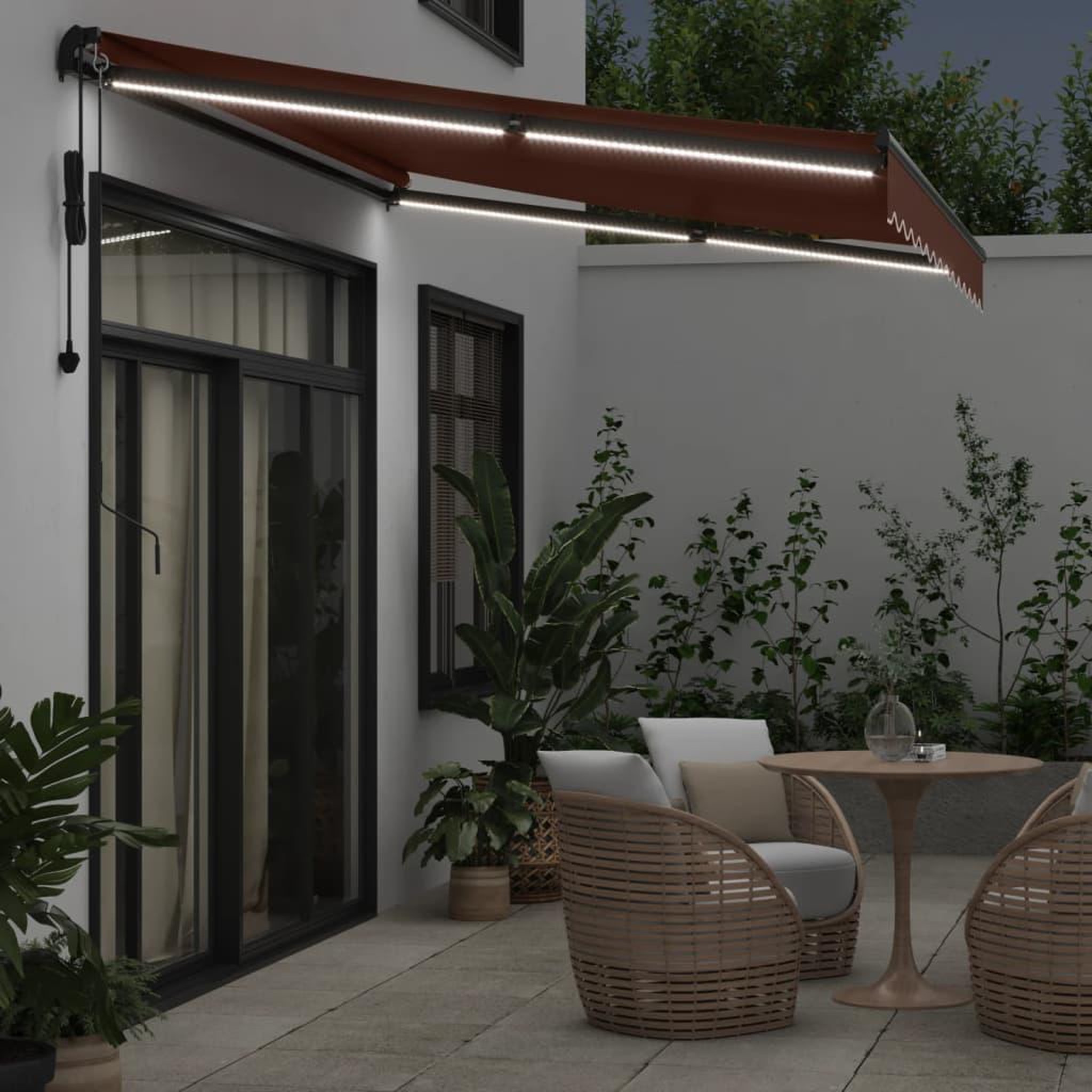Voir la diapositive 3 : VIDAXL Auvent retractable automatique avec LED marron 350x250 cm