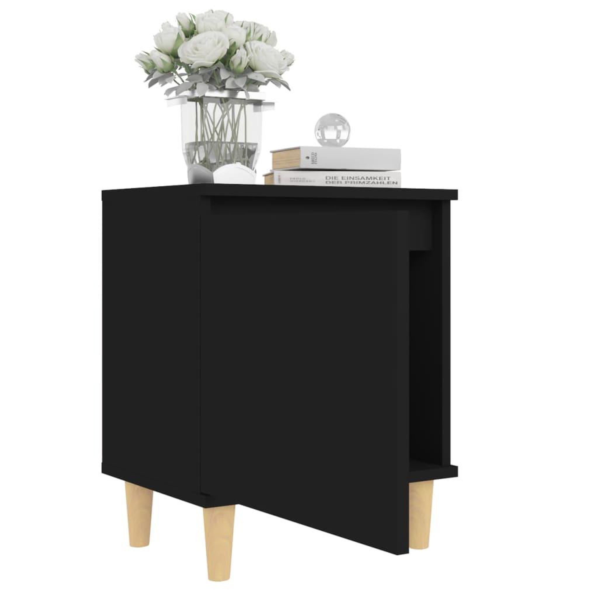 Voir la diapositive 4 : VIDAXL Table de chevet avec pieds en bois massif Noir 40x30x50 cm