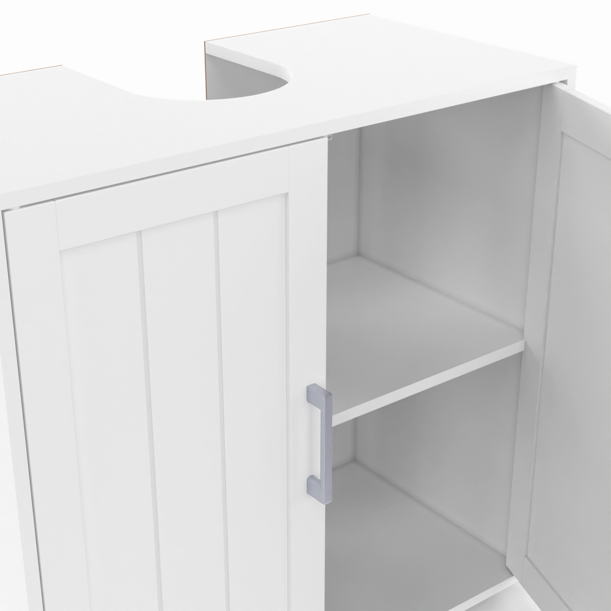 Voir la diapositive 6 : ID MARKET Meuble sous lavabo salle de bain waldo bois blanc