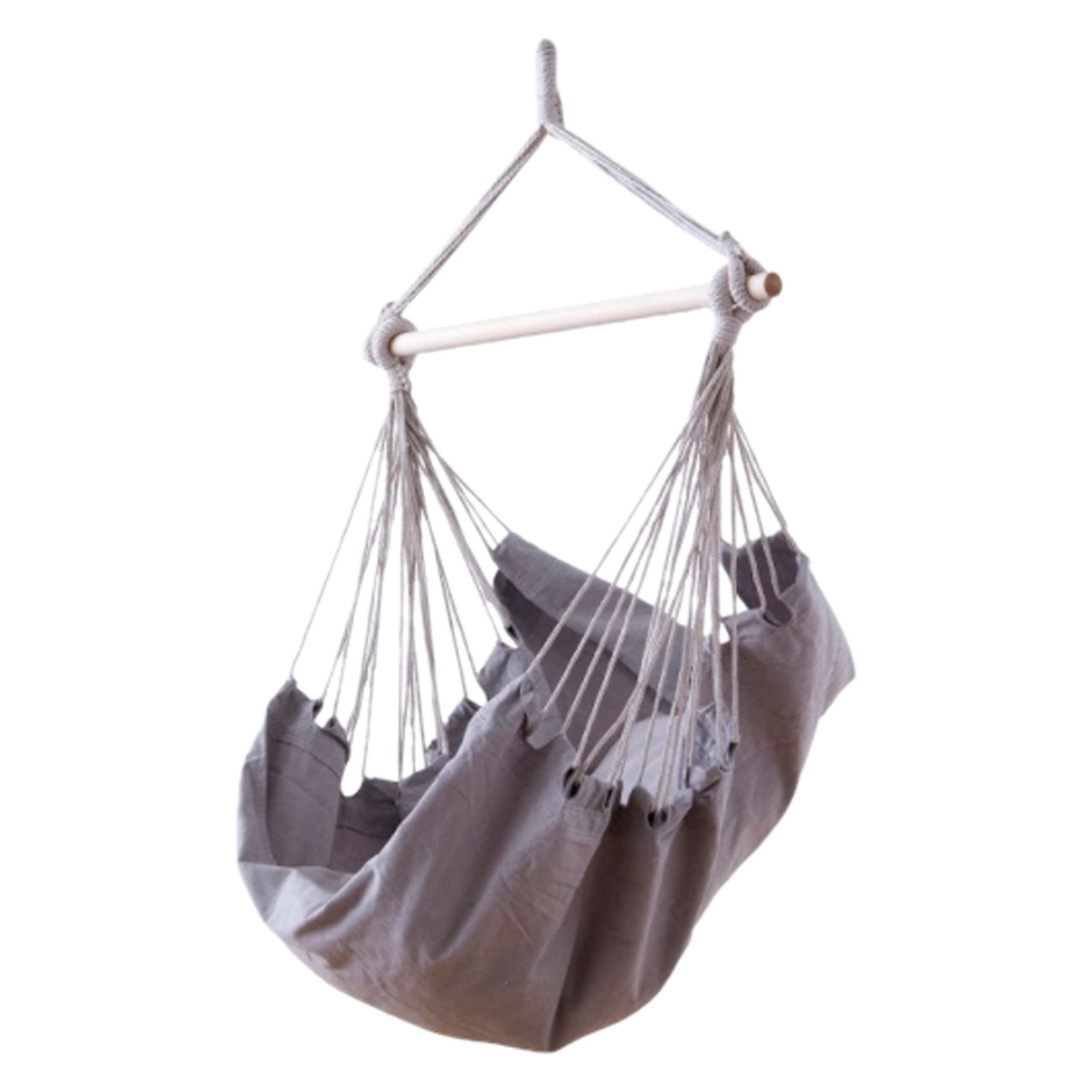 Voir la diapositive 1 : GARDEN STAR Hamac fauteuil à suspendre - Bois et textile - 130x100cm - Marron