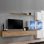 Paris Prix Ensemble Meuble TV  Switch Lamel XIX  310cm Naturel & Blanc