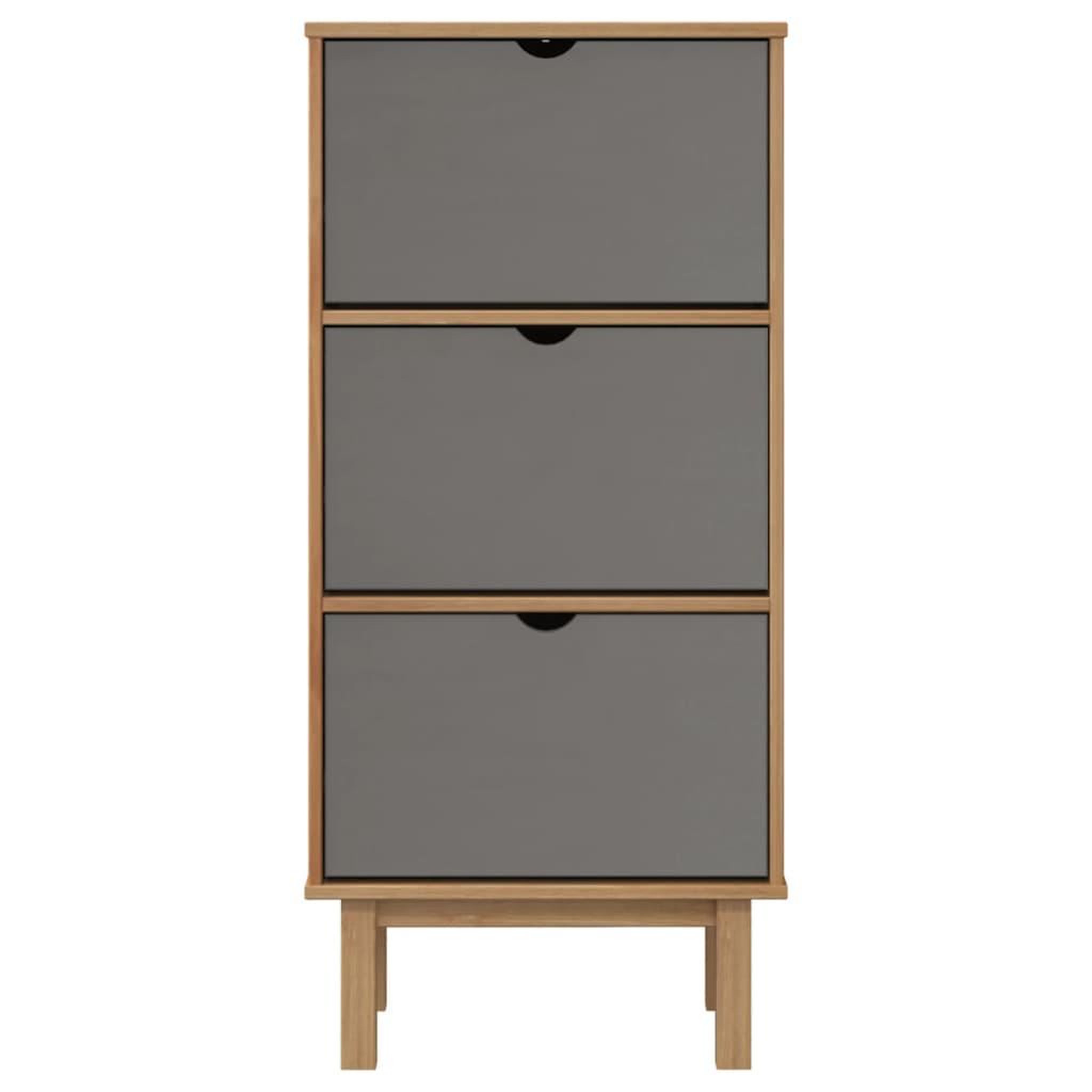 Voir la diapositive 4 : VIDAXL Armoire a chaussures OTTA et 3 tiroirs Marron et gris Bois pin