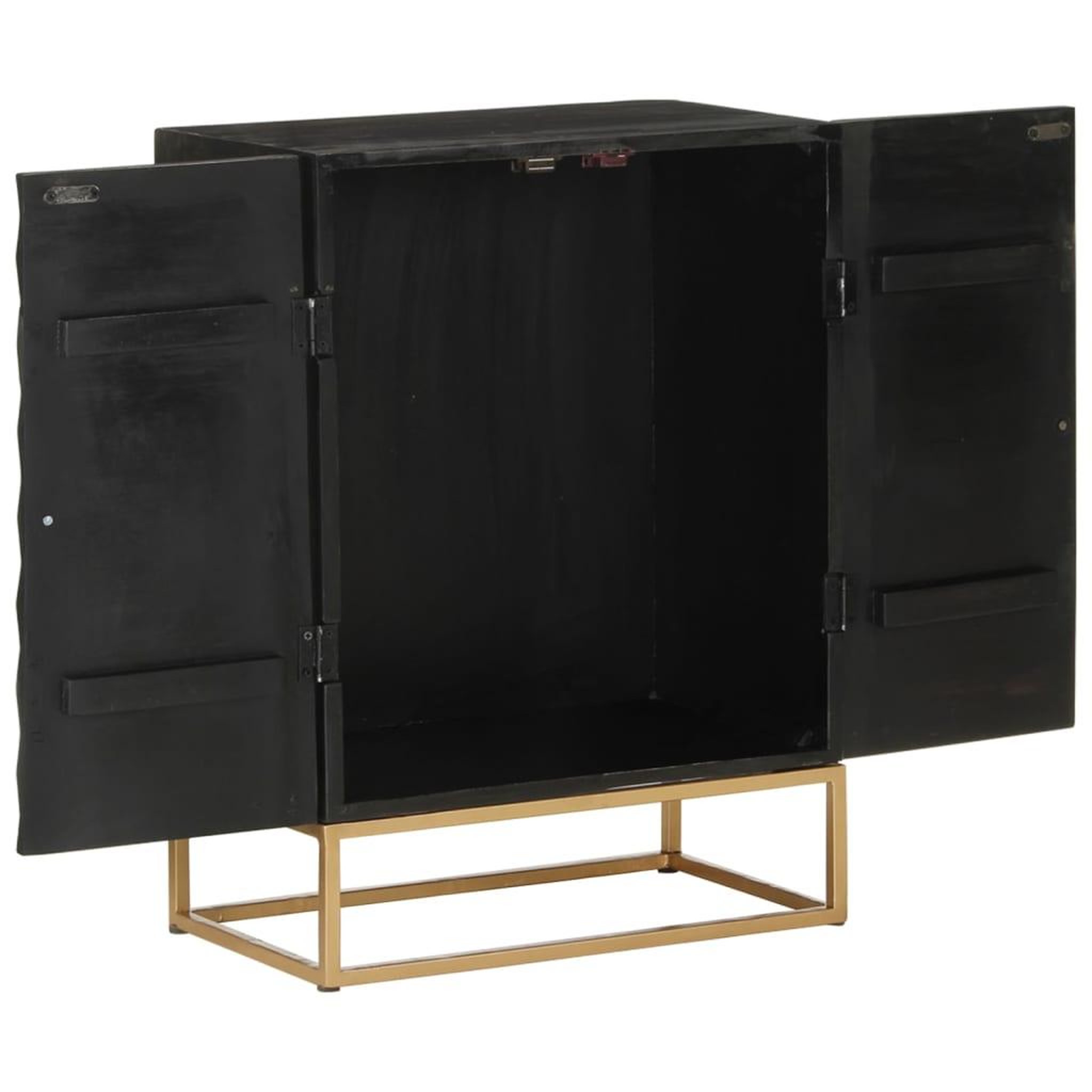 Voir la diapositive 4 : VIDAXL Buffet Noir 55x34x75 cm Bois massif de manguier et fer