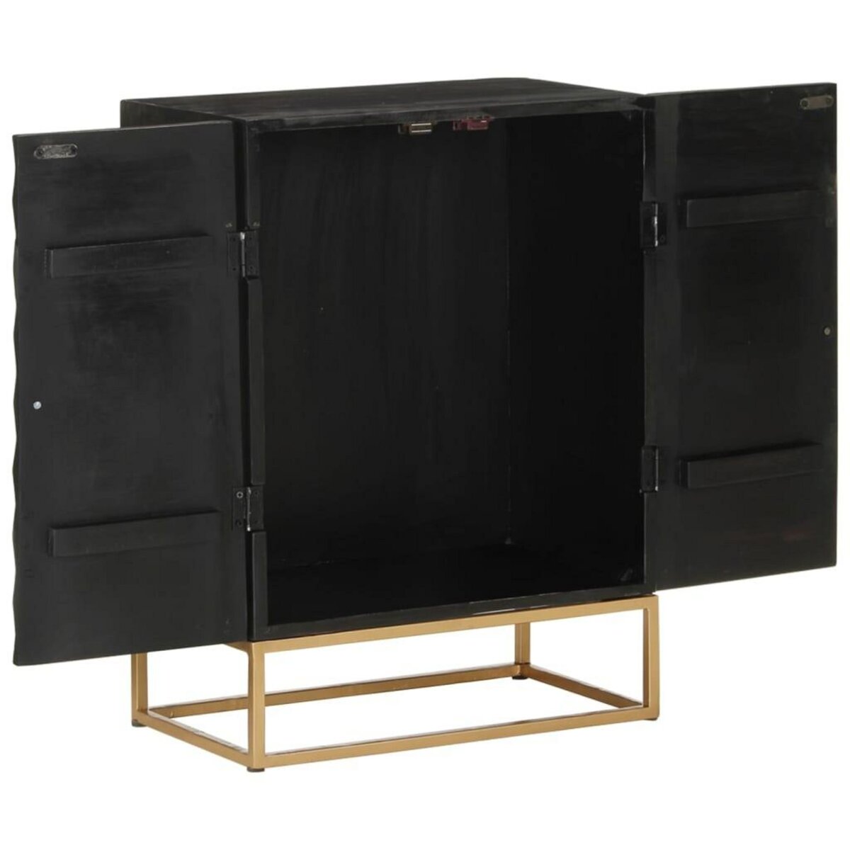 VIDAXL Buffet Noir 55x34x75 cm Bois massif de manguier et fer
