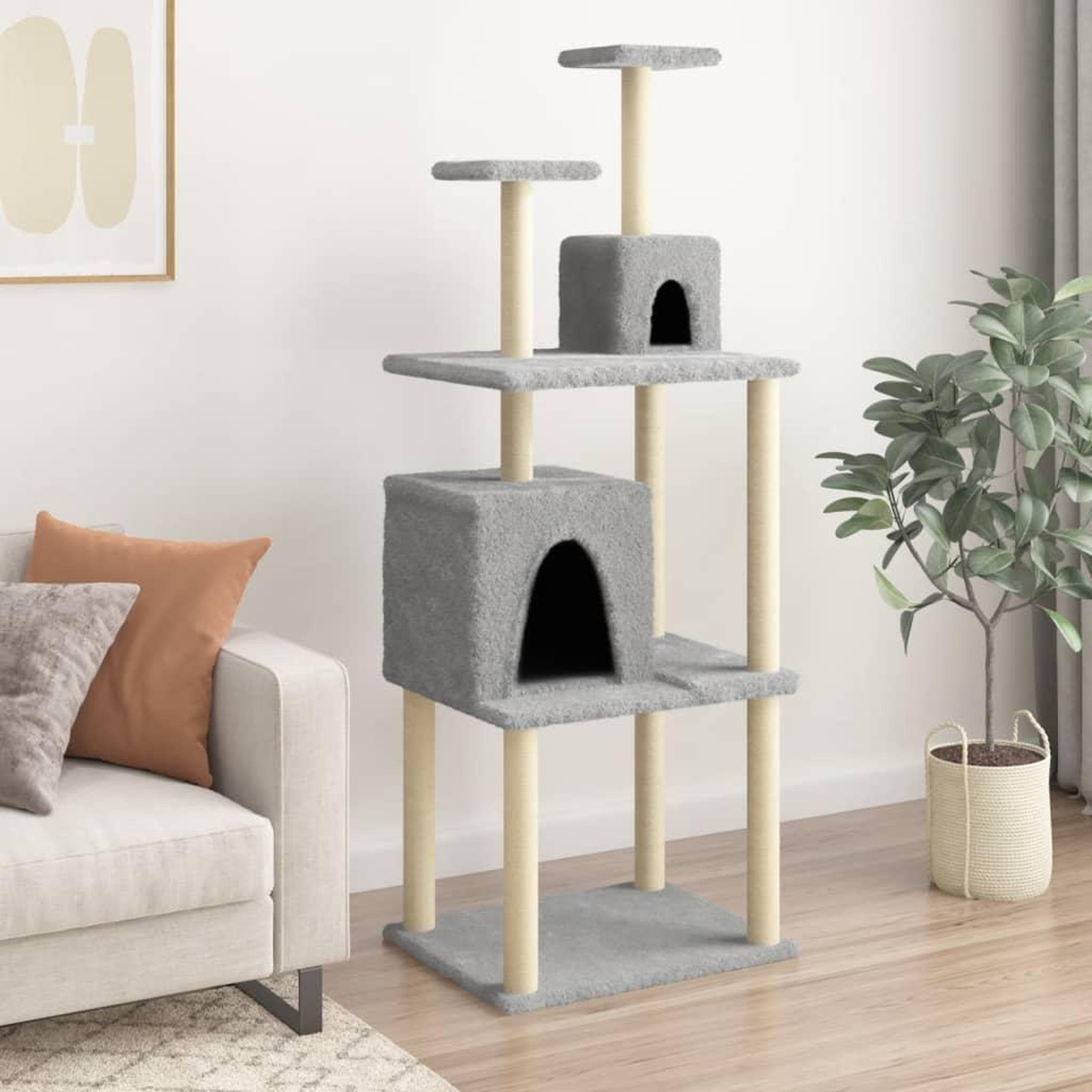 VIDAXL Arbre a chat avec griffoirs en sisal Gris clair 167 cm