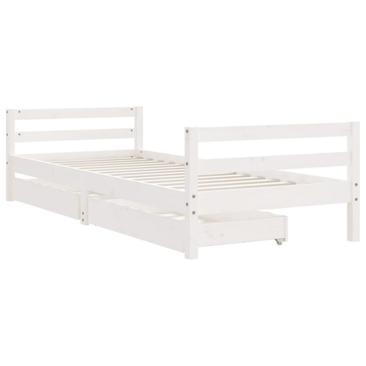 VIDAXL Cadre de lit enfant tiroirs blanc 90x200 cm bois de pin massif