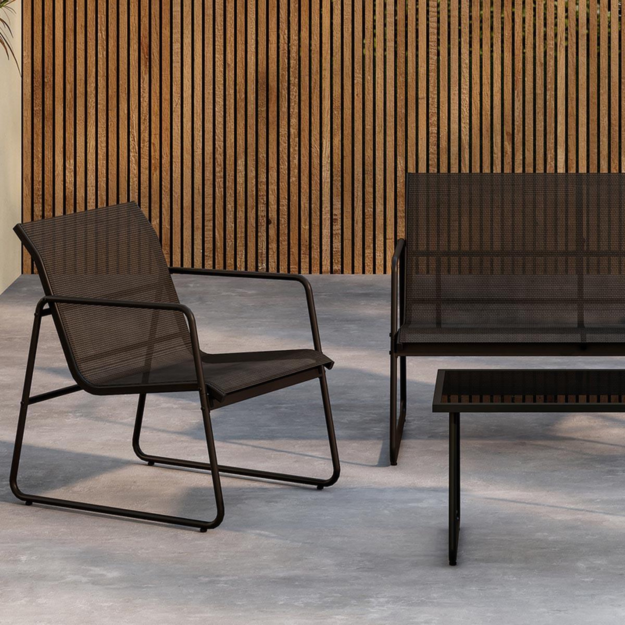 Voir la diapositive 6 : Paris Prix Salon de jardin 4 places  scopello  110cm noir