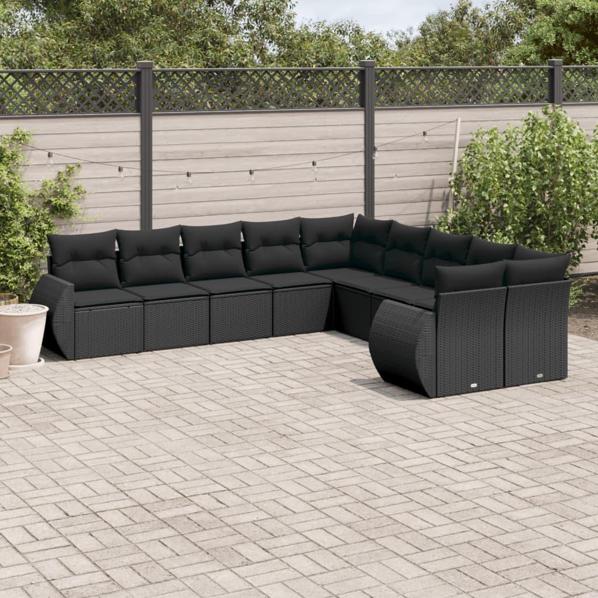 VIDAXL Salon de jardin 10 pcs avec coussins noir resine tressee