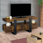 Voir la diapositive 2 : ID MARKET Meuble TV 116 cm PHOENIX avec tiroirs bois effet vieilli et noir