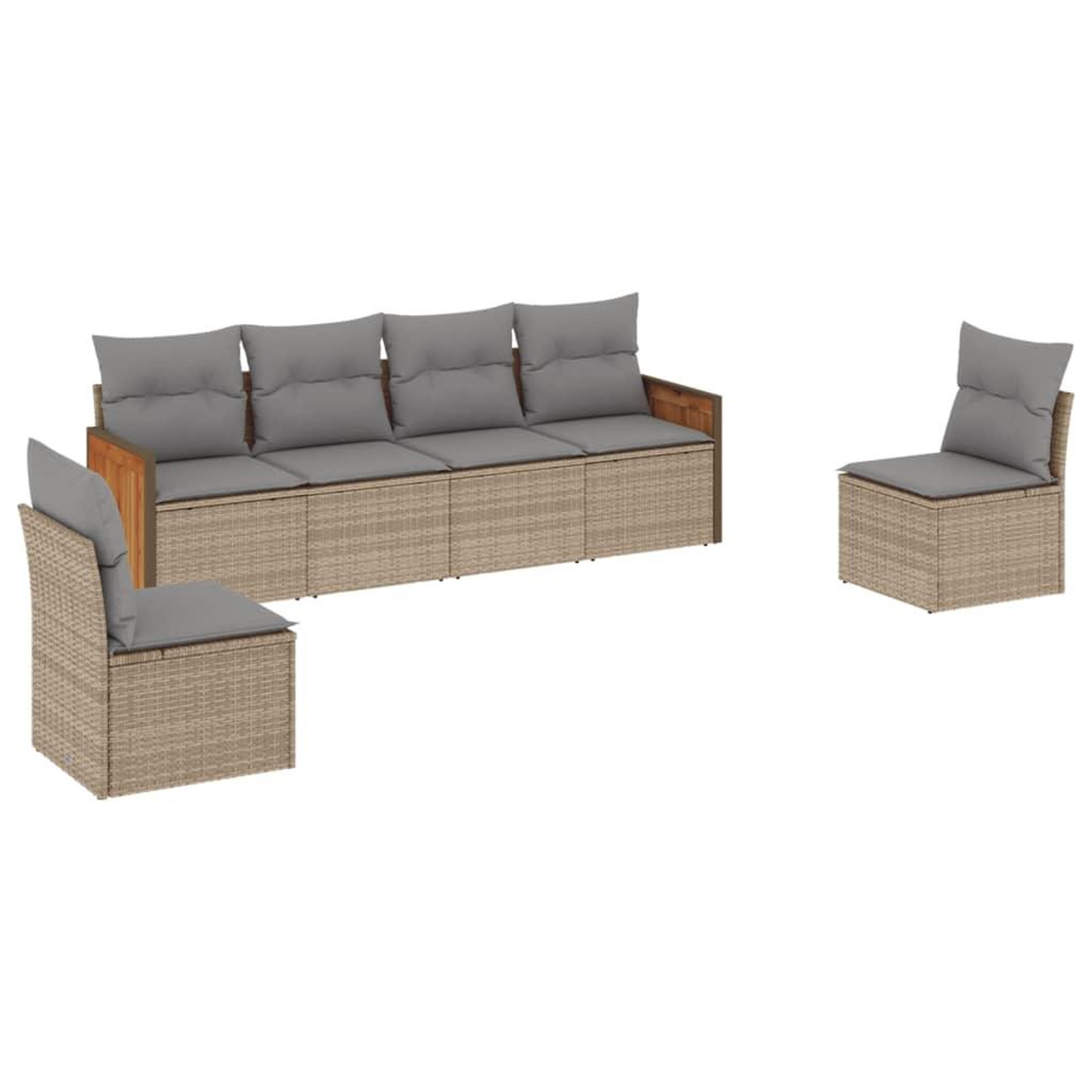 Voir la diapositive 2 : VIDAXL Salon de jardin avec coussins 6 pcs beige resine tressee