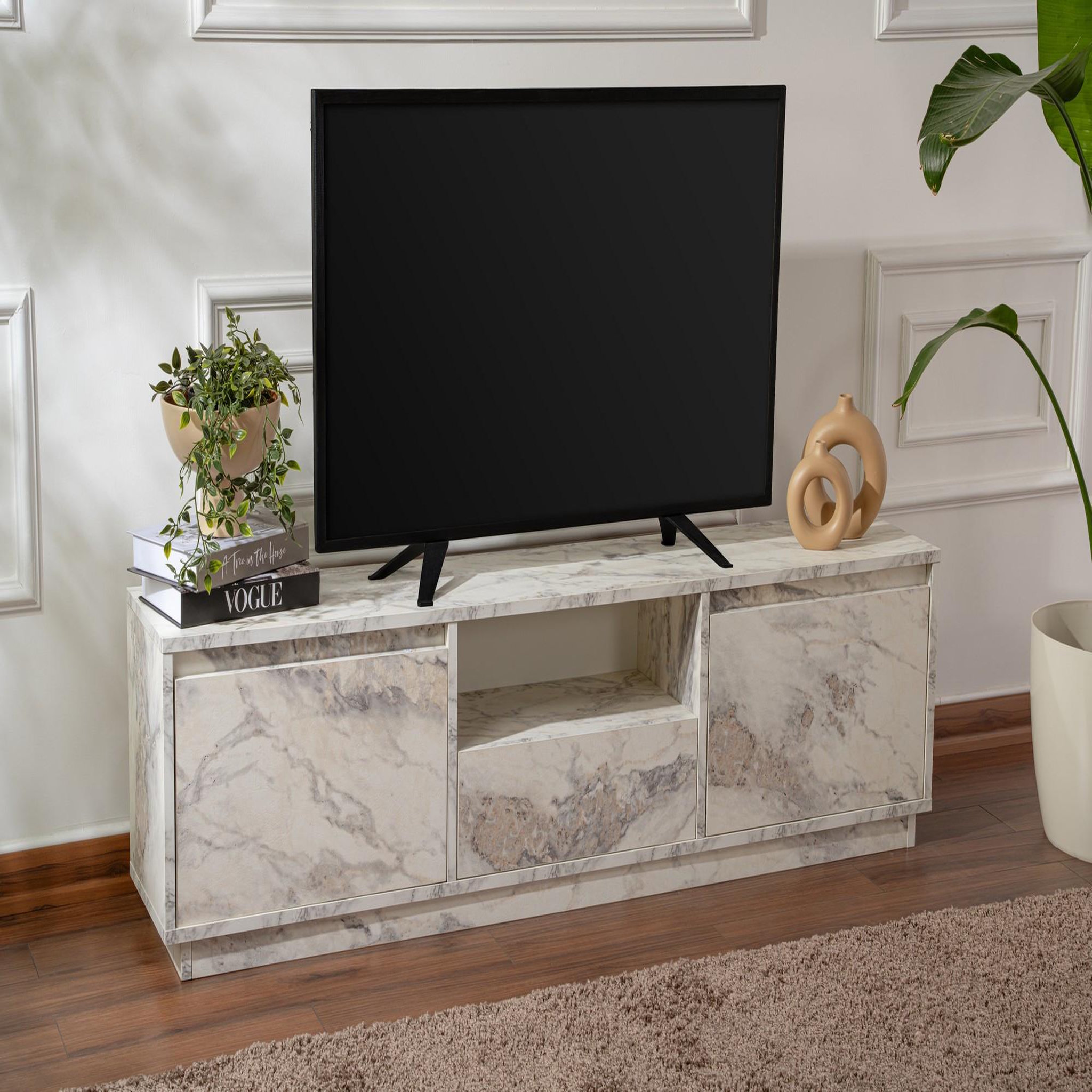 Voir la diapositive 2 : Habitat et Jardin Meuble tv en bois  vanguard  160 x 30 x 42 cm - marbre de freesia