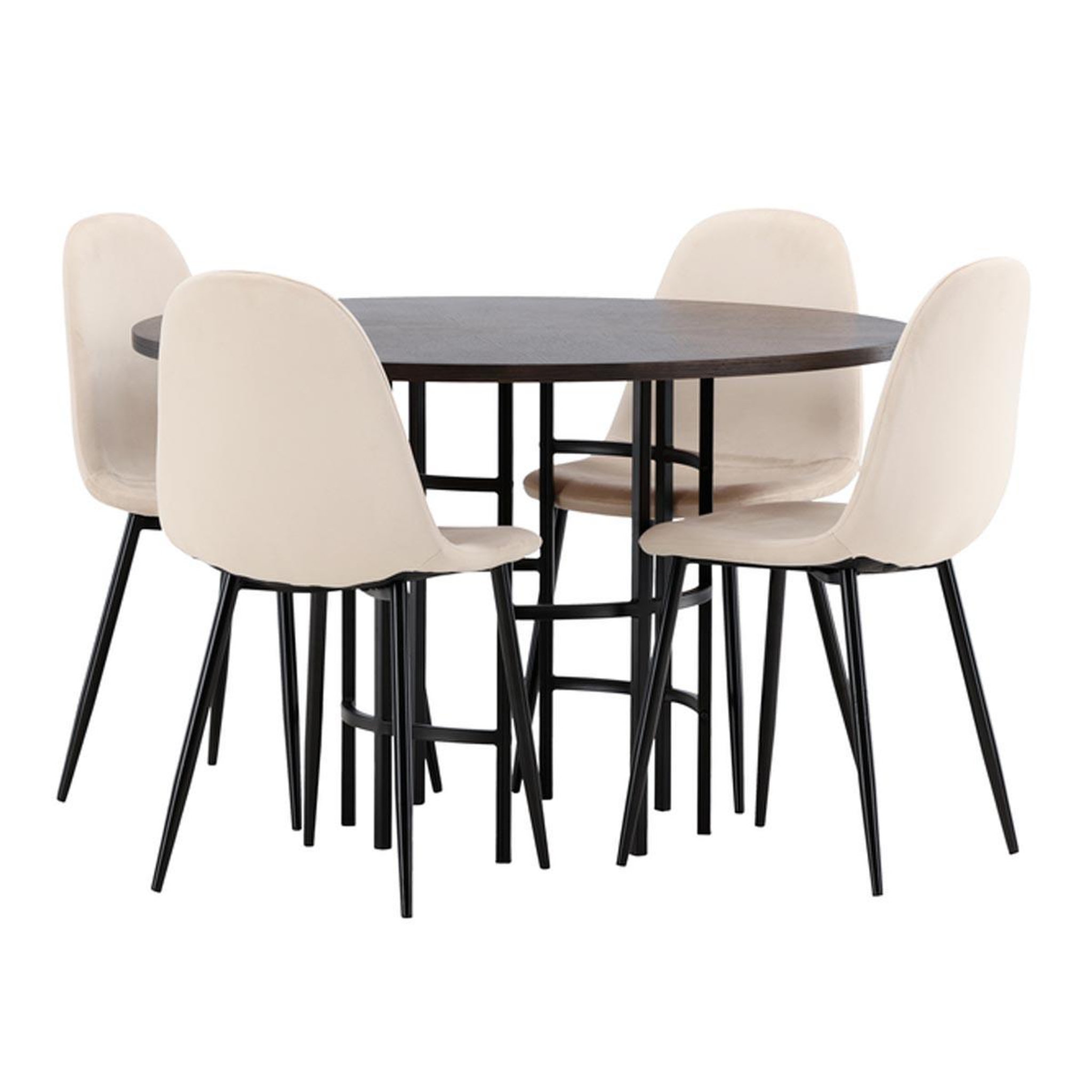 Paris Prix Ensemble table à manger & 4 chaises  copenhagen & polar  115cm marron & beige