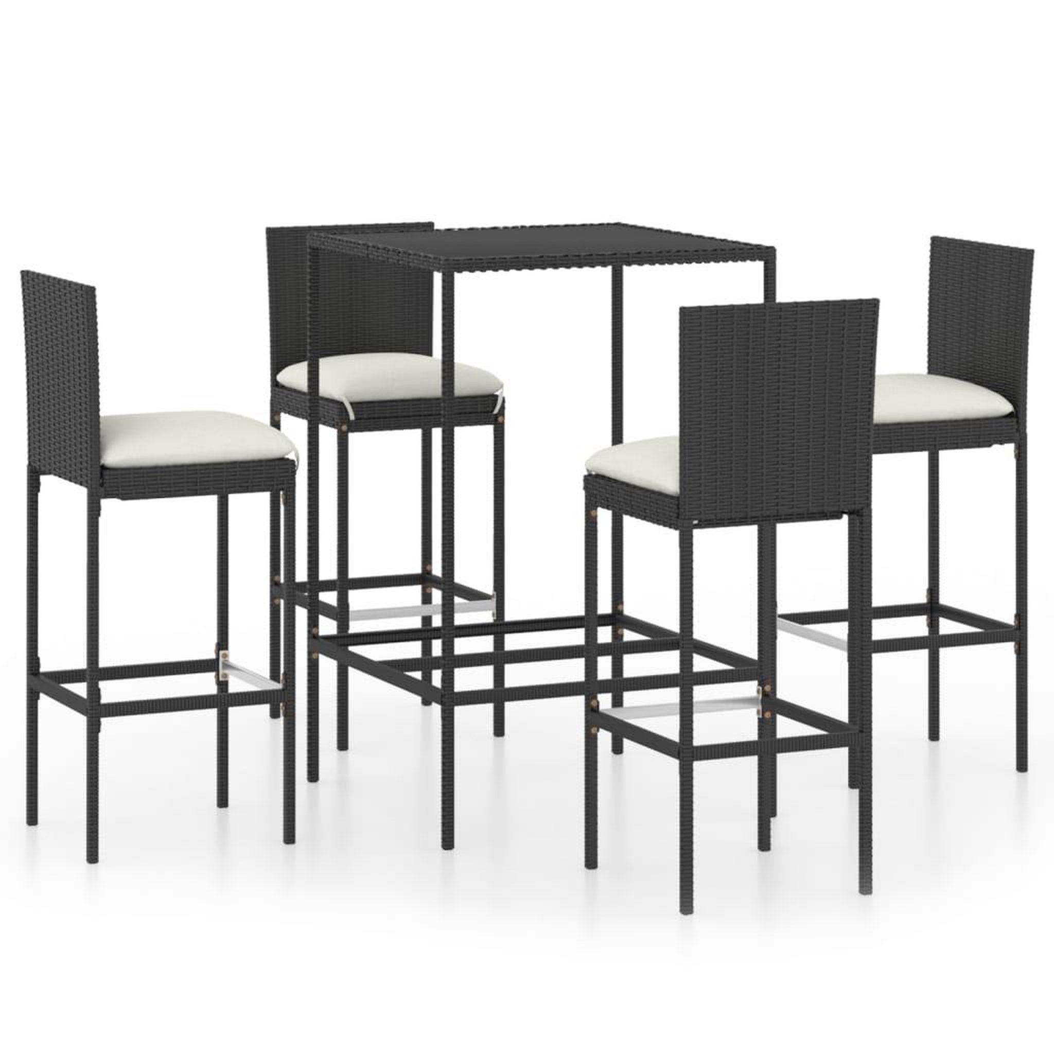 Voir la diapositive 2 : VIDAXL Ensemble de bar de jardin 5 pcs et coussins Resine tressee Noir
