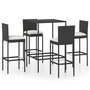 Voir la diapositive 2 : VIDAXL Ensemble de bar de jardin 5 pcs et coussins Resine tressee Noir