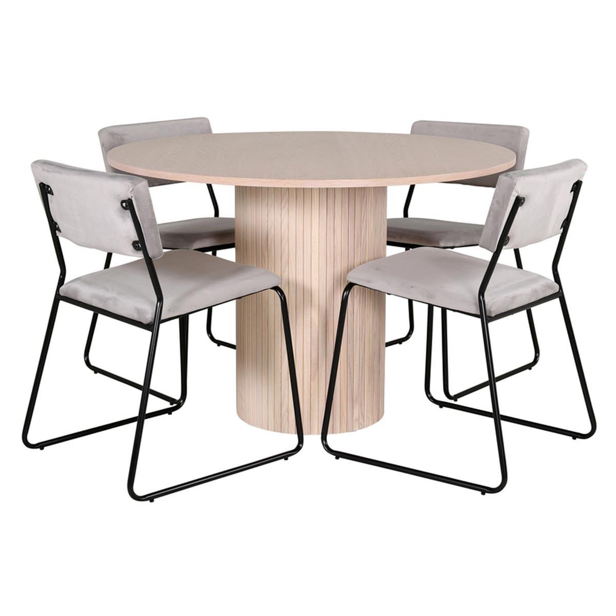 Paris Prix Ensemble table à manger & 4 chaises  bianca & kenth  110cm naturel & gris