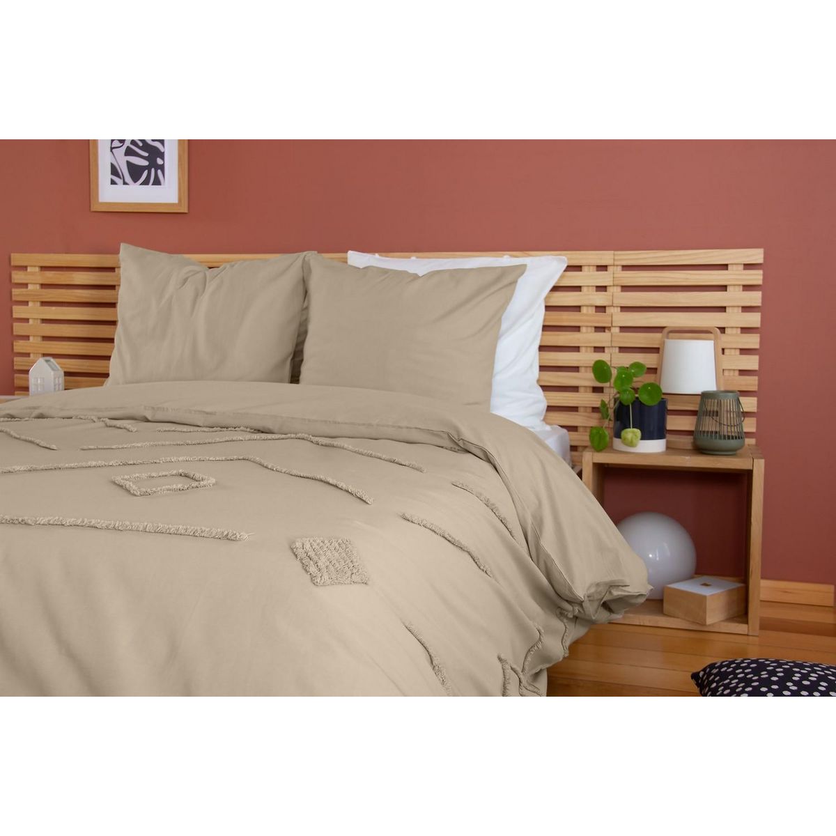 Home collection Parure de couette tuftées en coton lavé - akoe