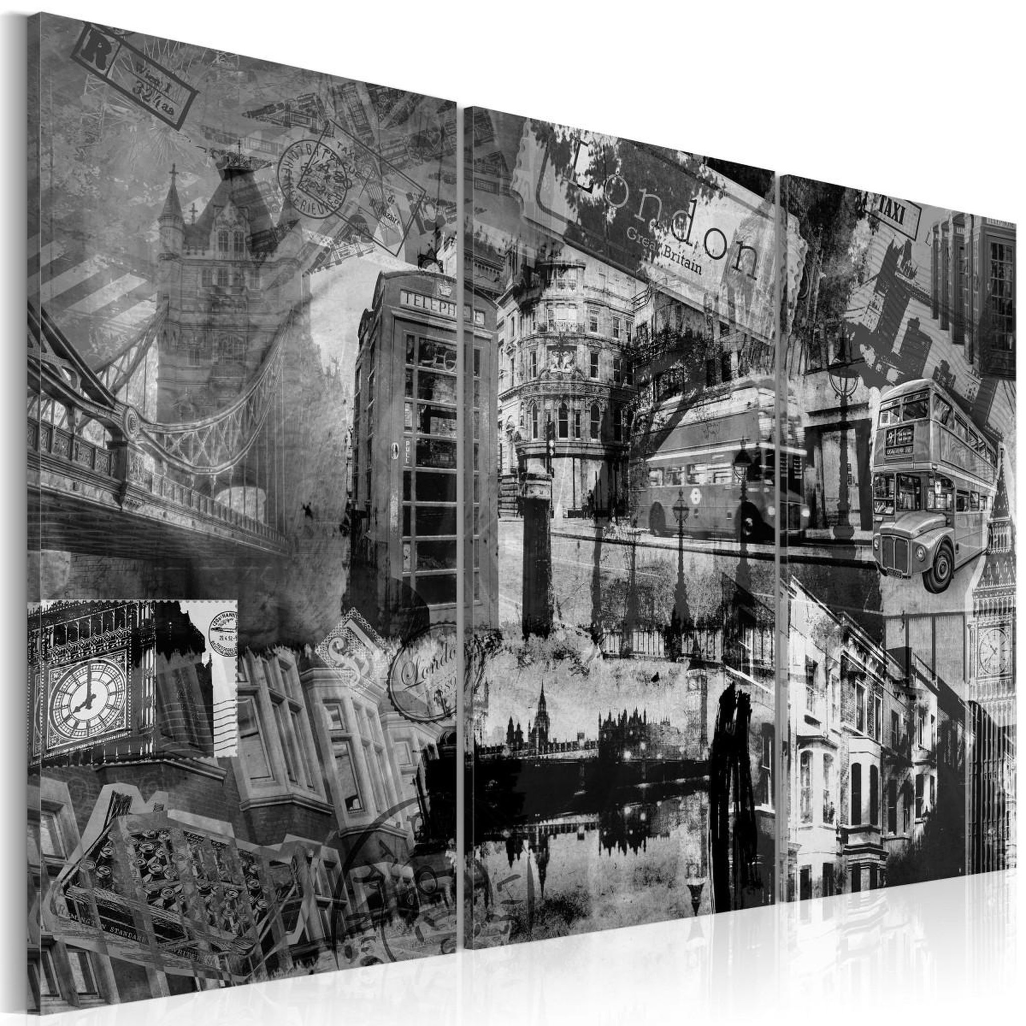 Paris Prix Tableau imprimé 3 panneaux  l'essence de londres. Coloris disponibles : Multicolore