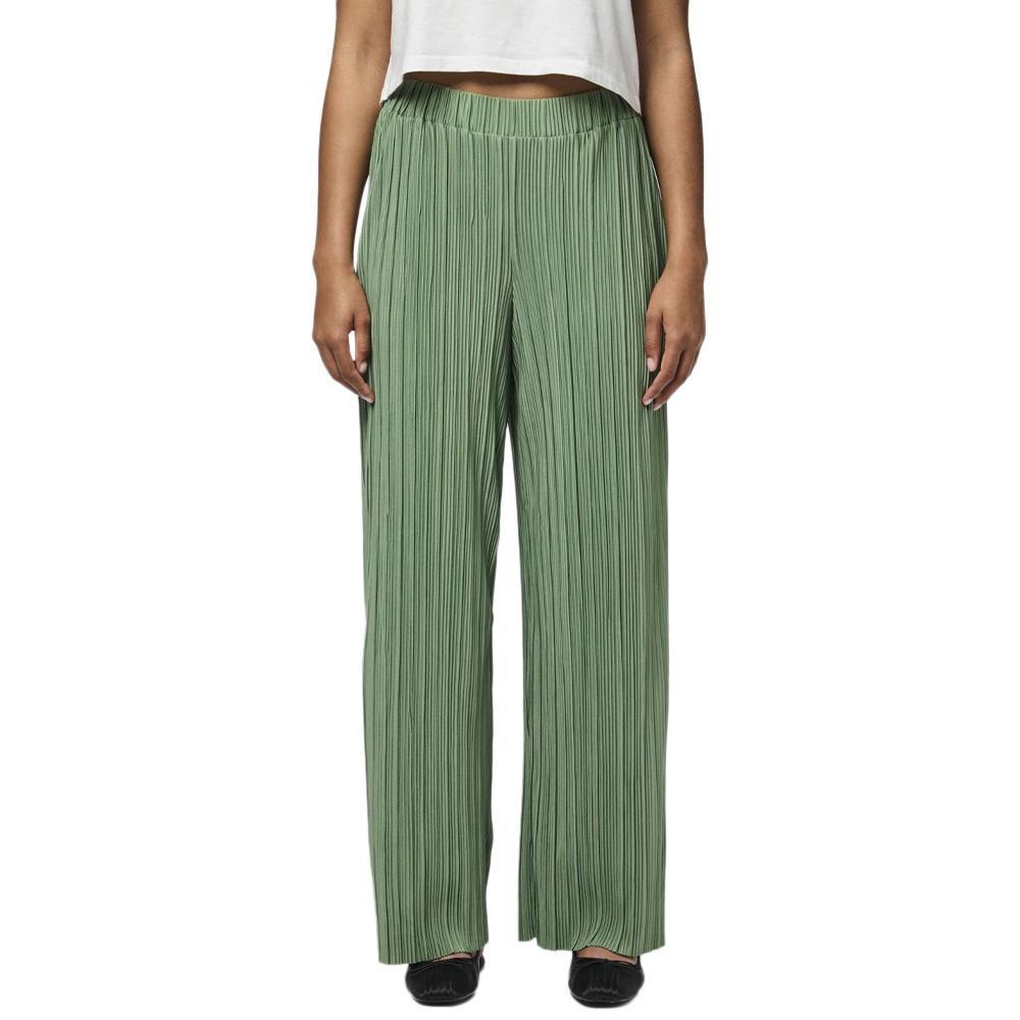 Pieces Pantalon fluide Plissé  Femme Pieces Pammi. Coloris disponibles : Vert