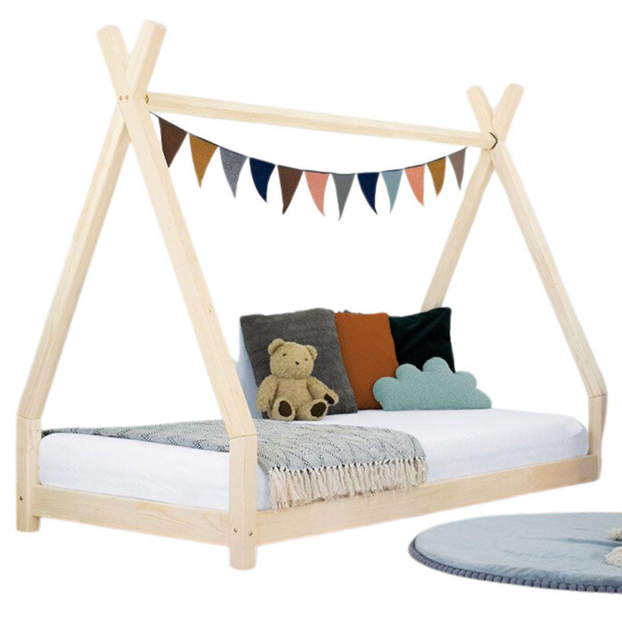 Voir la diapositive 1 : BENLEMI Lit simple en bois NAKANA tipi 90x180cm