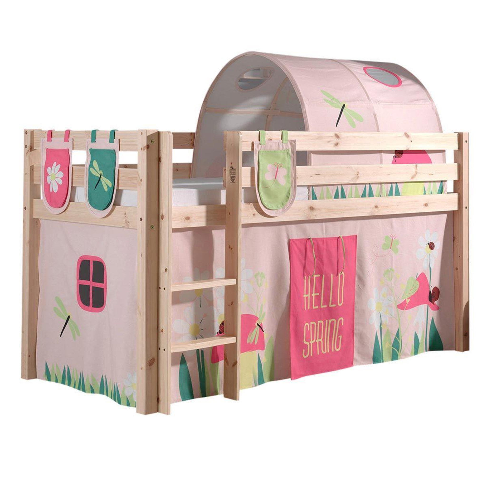 Paris Prix Pack - lit enfant surélevé, tente, 3 pochettes & tunnel  pino spring  naturel