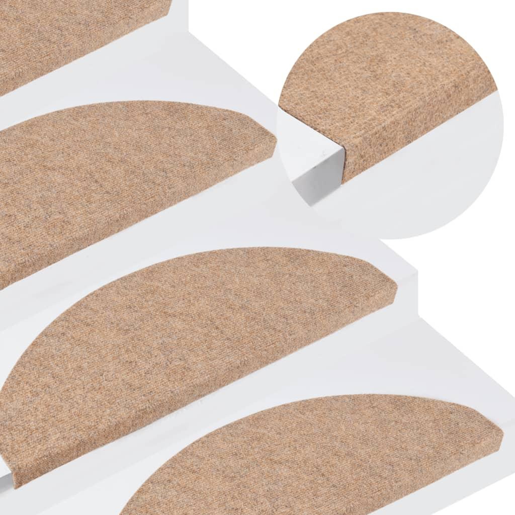 Voir la diapositive 1 : VIDAXL Tapis d'escalier autocollants 15 pcs 65x22,5x3,5 cm Beige