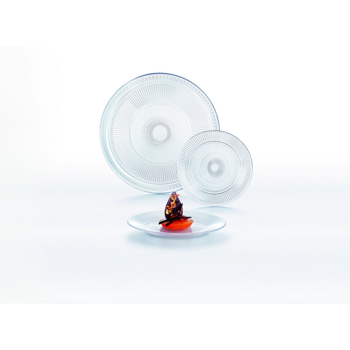 LUMINARC Service 7 pièces assiettes à dessert et plat de présentation en verre trempé LOUISON 