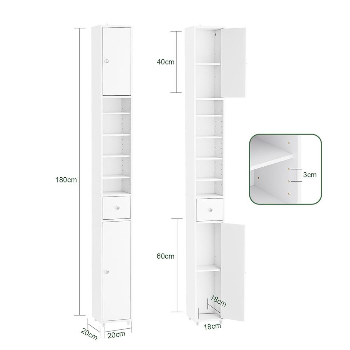 SOBUY SoBuy - Colonne De Salle De Bain à un tiroir - Fonctionnel - BZR34-II