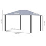 Voir la diapositive 3 : OUTSUNNY Pavillon de jardin structure alu aspect bois toit rigide métal galvanisé rideaux moustiquaires