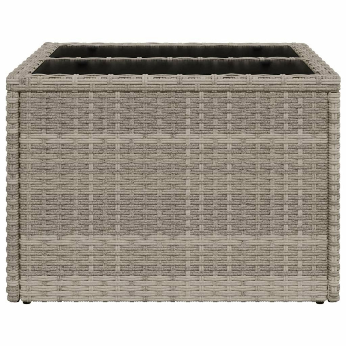 VIDAXL Table de jardin avec dessus en verre gris clair resine tressee