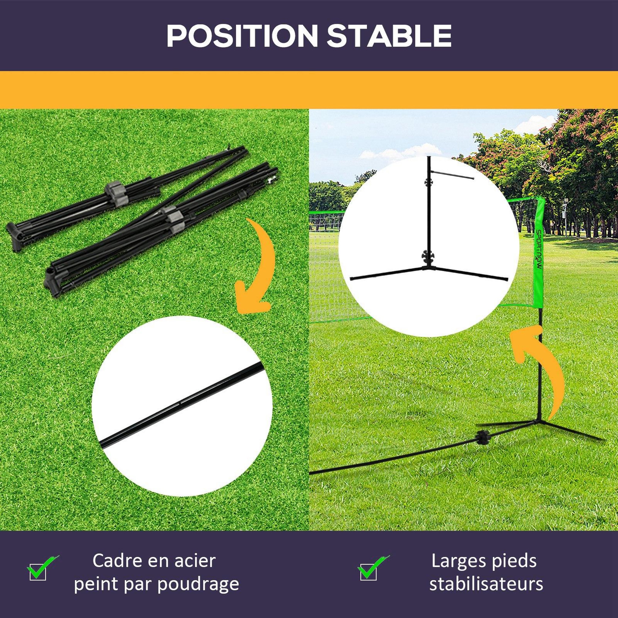Voir la diapositive 6 : HOMCOM Ensemble set complet de badminton, pickleball et volleyball 3 en 1 réglable