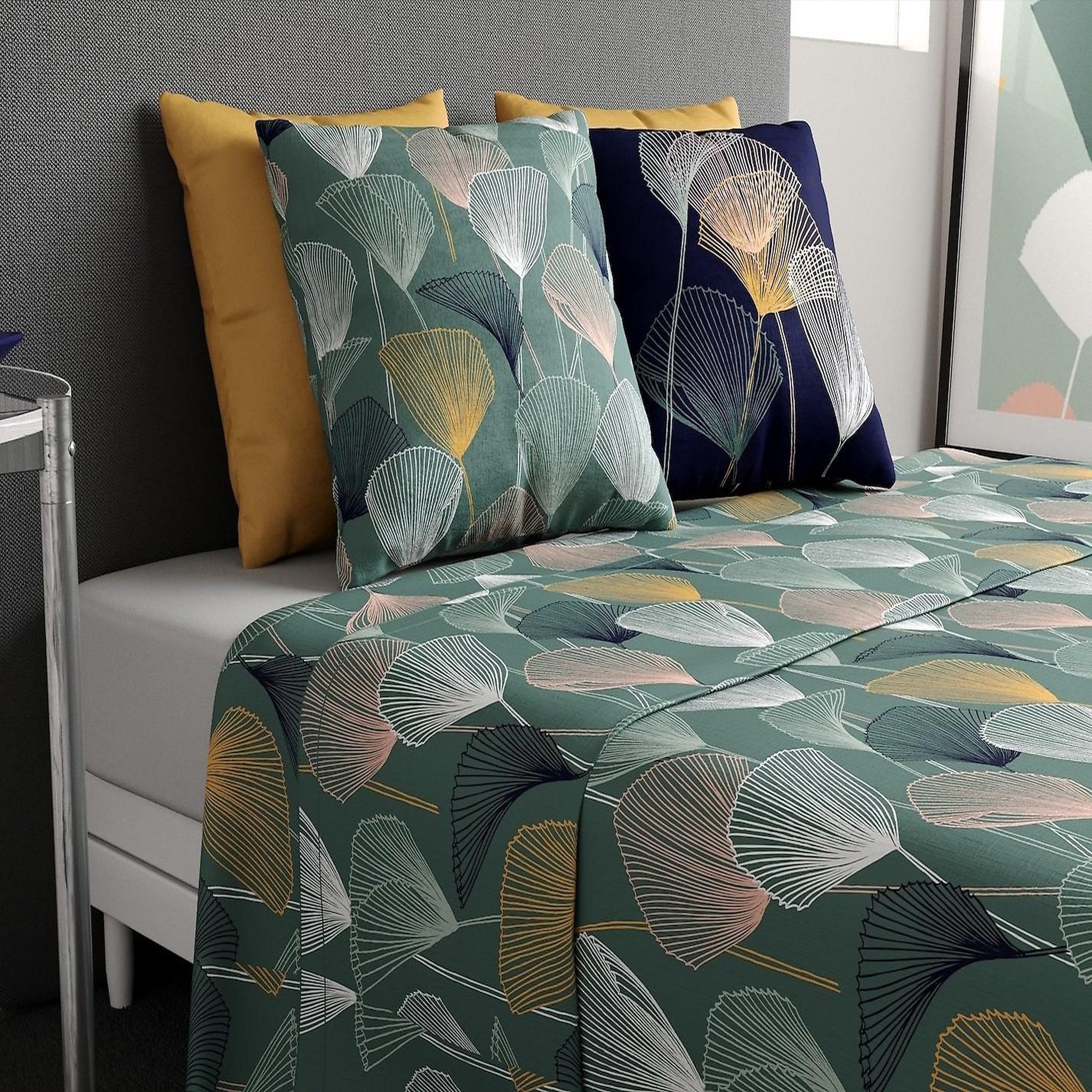 ATELIER DU COTON Parure de drap housse 100% coton 57fils-cottey. Coloris disponibles : Vert