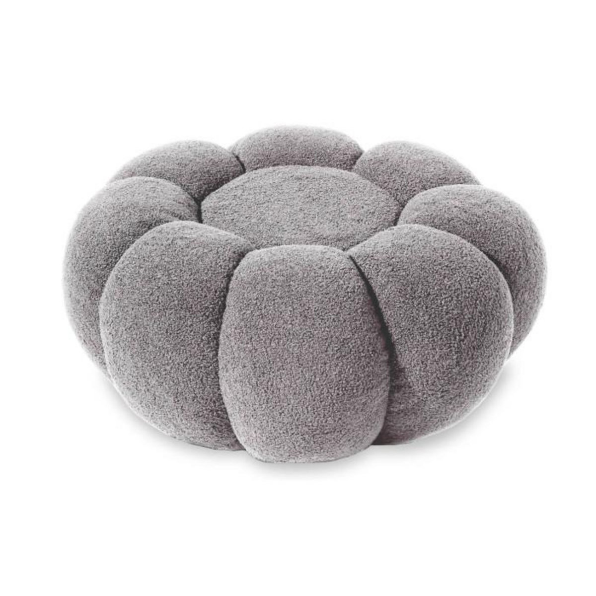 Paris Prix Pouf Design Fleur  Bouclette  61cm Gris