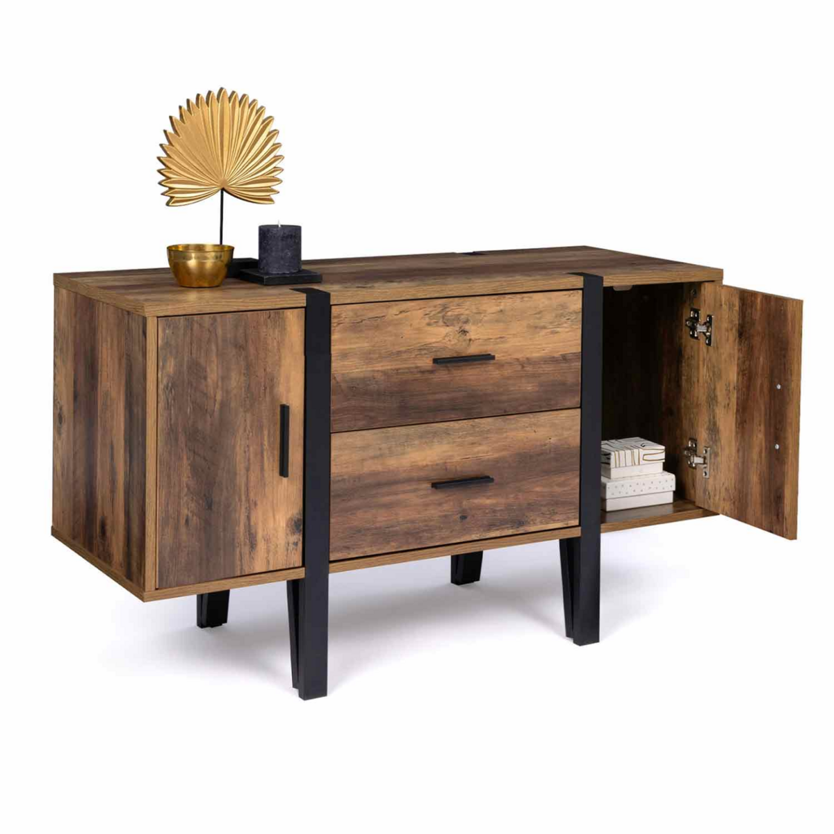 ID MARKET Buffet bas 105 cm AUSTRIA bois pied épingle